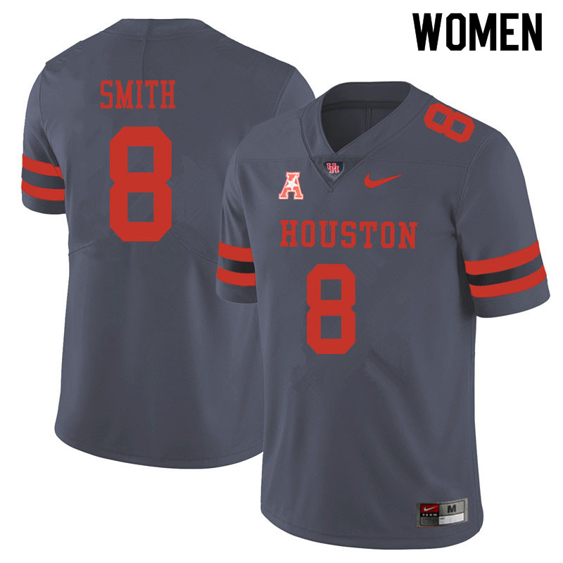 Women #8 Chandler Smith Houston Cougars College Football Jerseys Sale-Gray